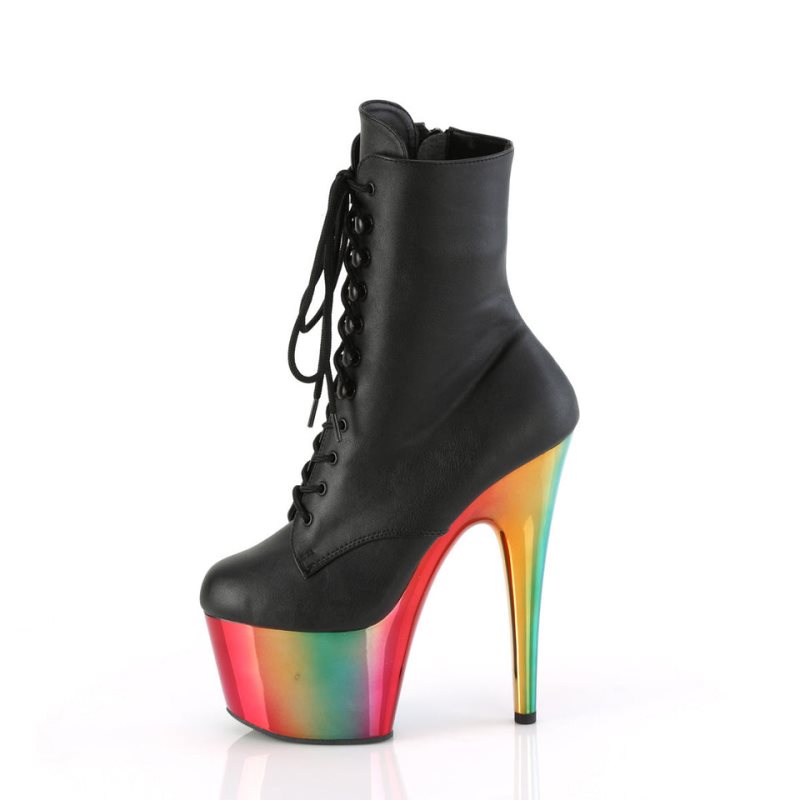 Pleaser Adore-1020RC Vegan Leather Laarzen Dames Zwart Gekleurd | BELGIE BEZKECUL