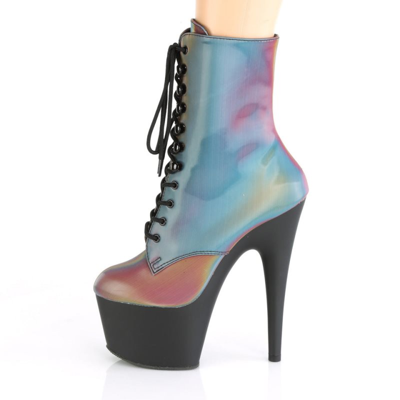 Pleaser Adore-1020REFL Laarzen Dames Gekleurd Zwart | BELGIE BEKFCRLQ