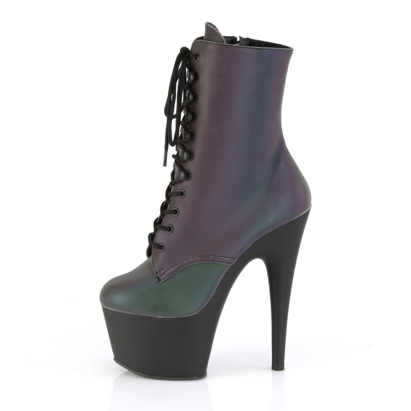 Pleaser Adore-1020REFL Laarzen Dames Groen Zwart | BELGIE BEFUVSNJ