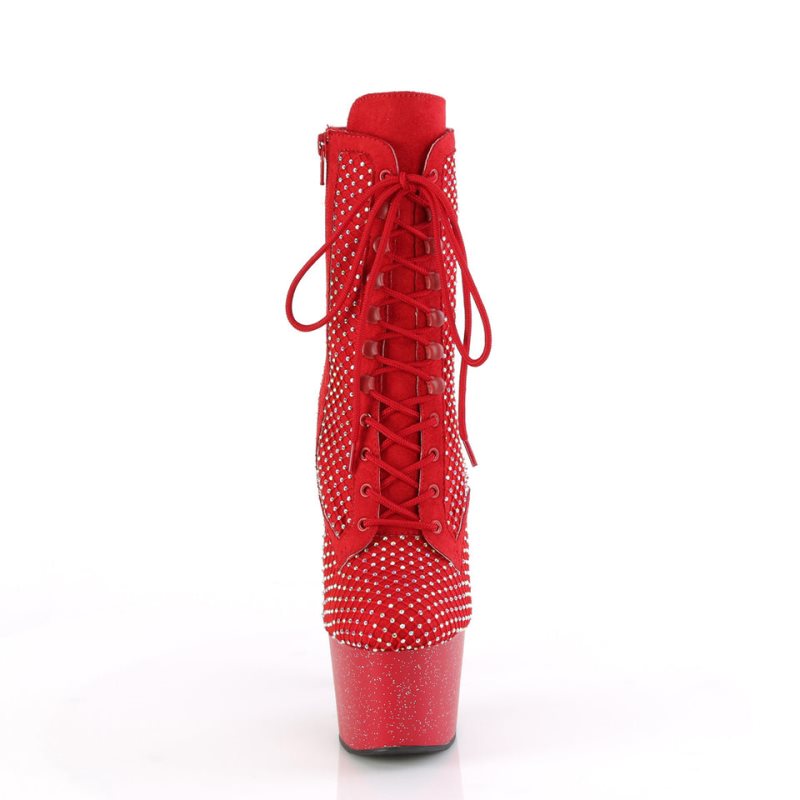 Pleaser Adore-1020RM Faux Suede Laarzen Dames Rood | BELGIE BEOZIFQM