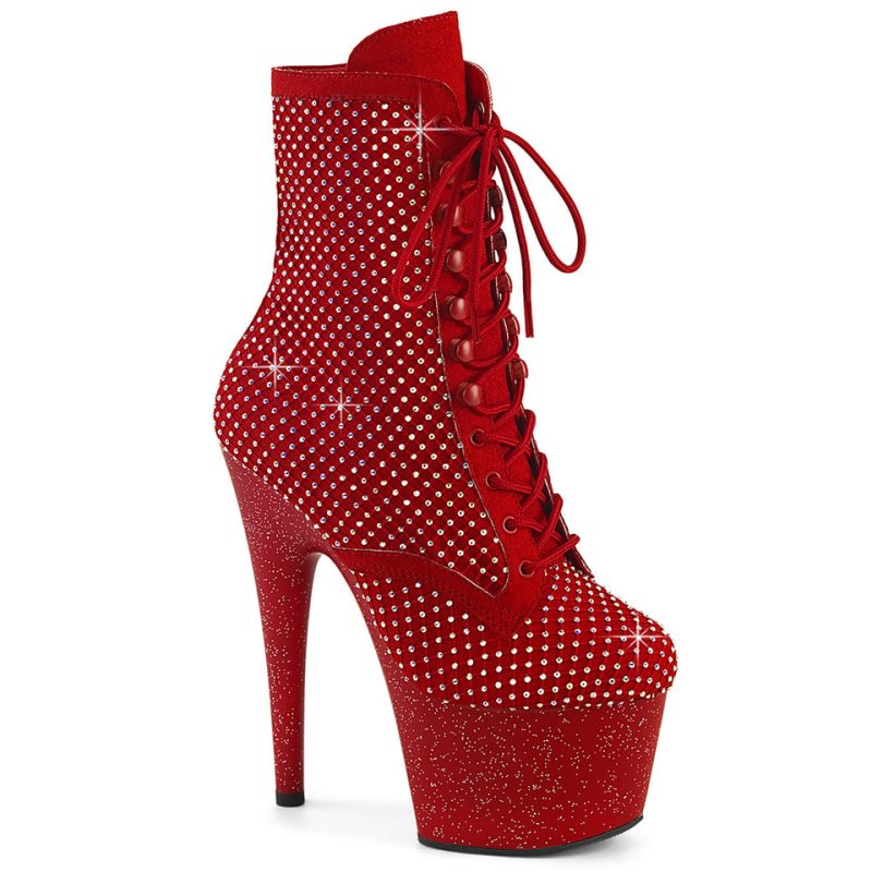 Pleaser Adore-1020RM Faux Suede Laarzen Dames Rood | BELGIE BEOZIFQM
