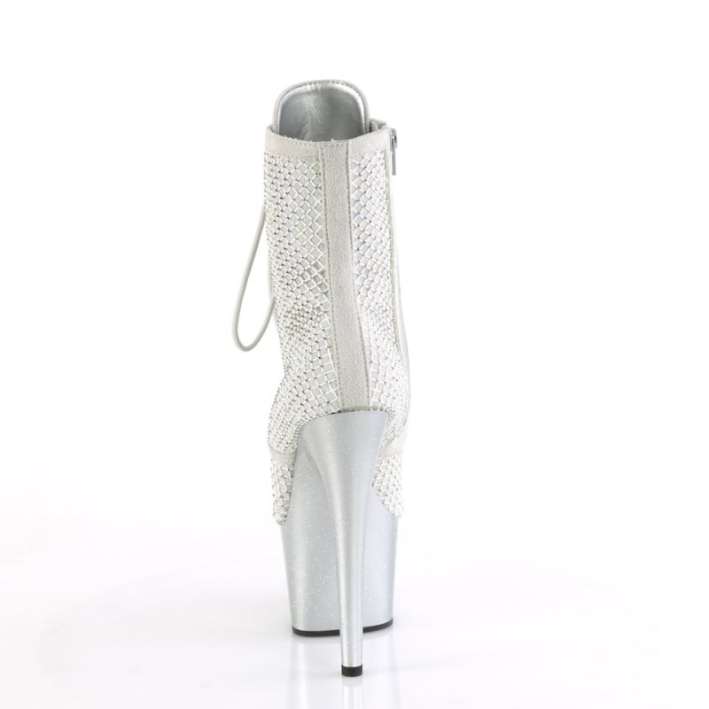 Pleaser Adore-1020RM Faux Suede Laarzen Dames Zilver | BELGIE BESWFLVU