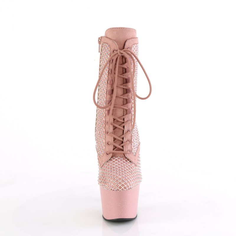 Pleaser Adore-1020RM Salmon Faux Suede Mesh Laarzen Dames Roze | BELGIE BEBPJAKH