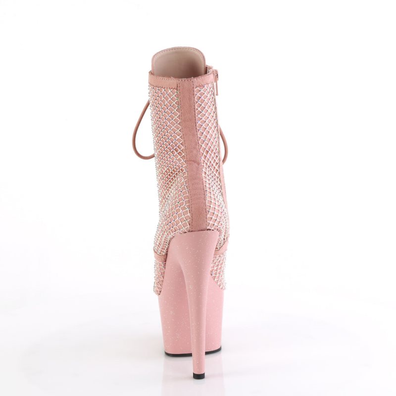 Pleaser Adore-1020RM Salmon Faux Suede Mesh Laarzen Dames Roze | BELGIE BEBPJAKH