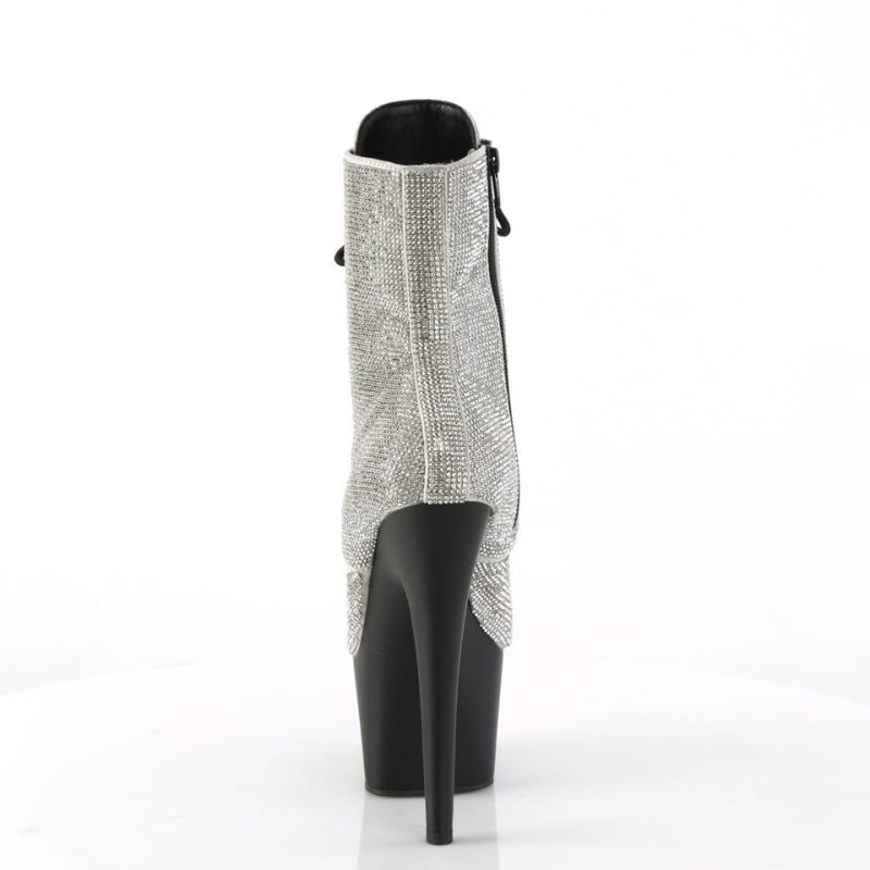 Pleaser Adore-1020RS Laarzen Dames Zilver Zwart | BELGIE BEAZHXPJ