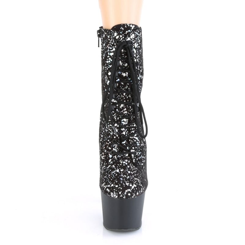 Pleaser Adore-1020SPLAT Hologram Laarzen Dames Zilver Zwart | BELGIE BEHTEDBJ