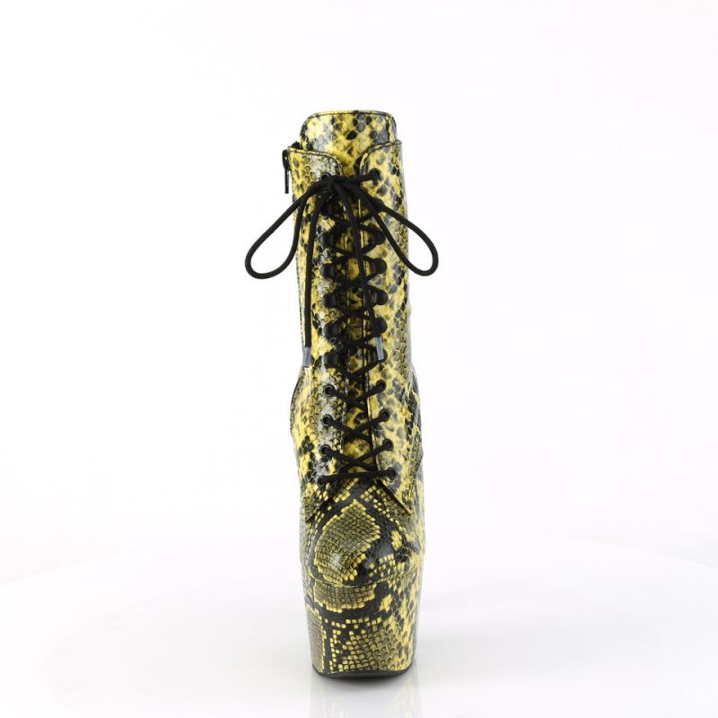 Pleaser Adore-1020SPWR Snake Laarzen Dames Geel | BELGIE BETDMACI