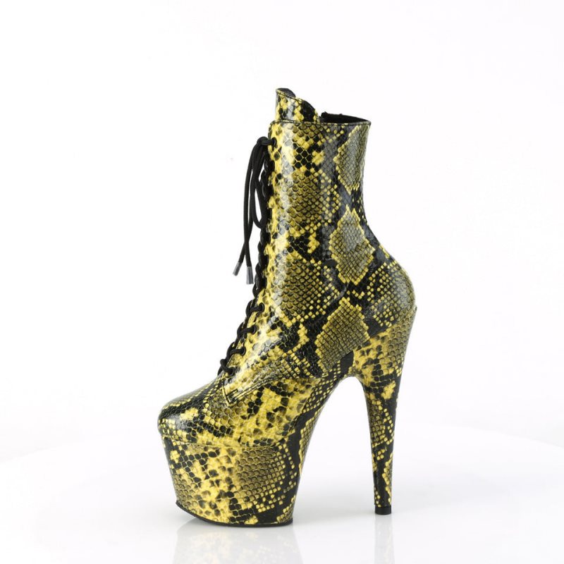 Pleaser Adore-1020SPWR Snake Laarzen Dames Geel | BELGIE BETDMACI