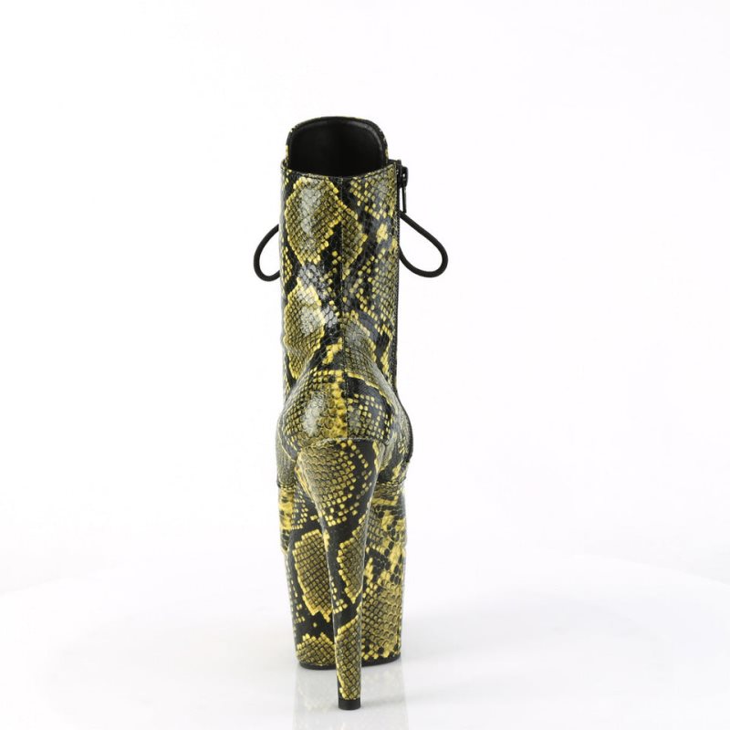 Pleaser Adore-1020SPWR Snake Laarzen Dames Geel | BELGIE BETDMACI