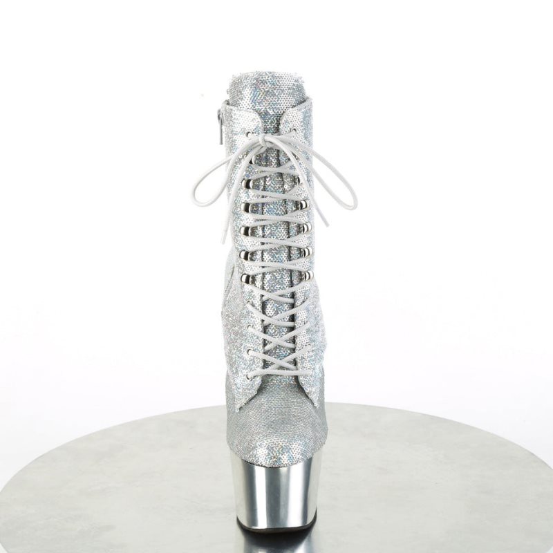 Pleaser Adore-1020SQ-02 Laarzen Dames Zilver | BELGIE BEJNCGML