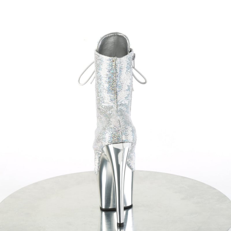 Pleaser Adore-1020SQ-02 Laarzen Dames Zilver | BELGIE BEJNCGML