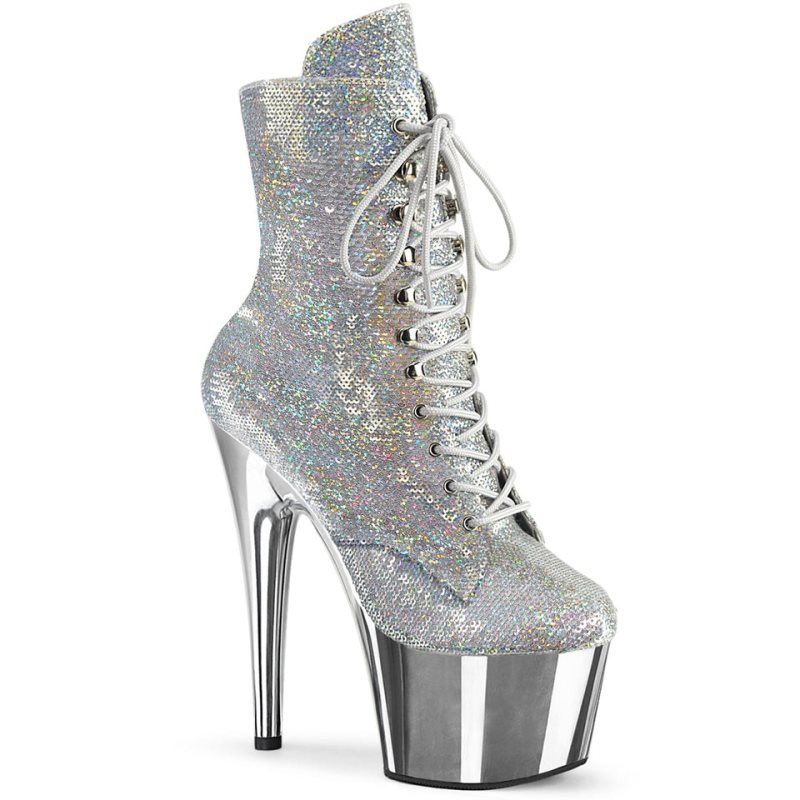 Pleaser Adore-1020SQ-02 Laarzen Dames Zilver | BELGIE BEJNCGML