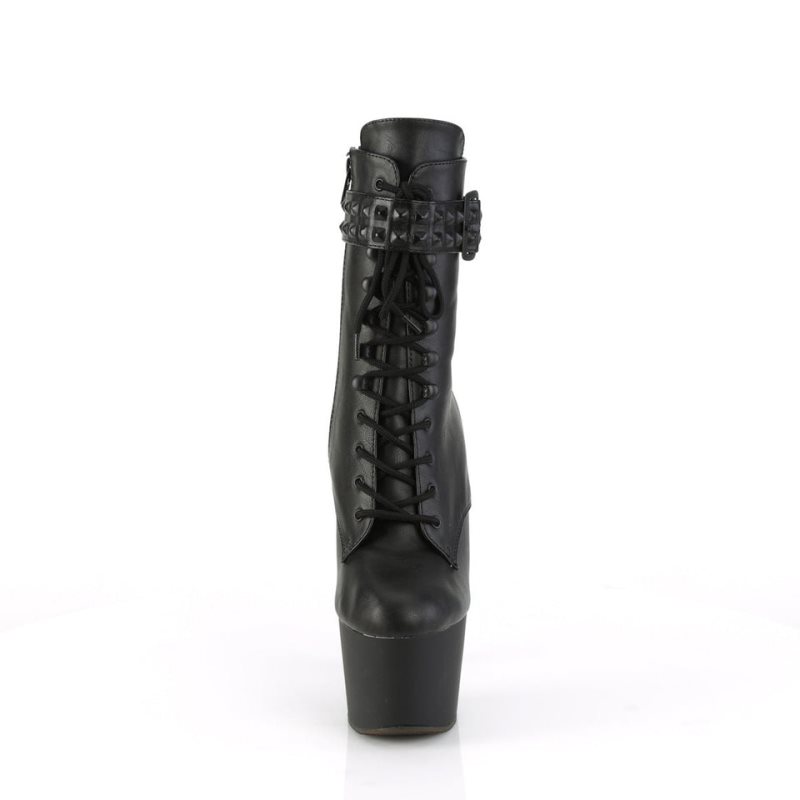 Pleaser Adore-1020STR Vegan Leather Laarzen Dames Zwart | BELGIE BELNHSVA