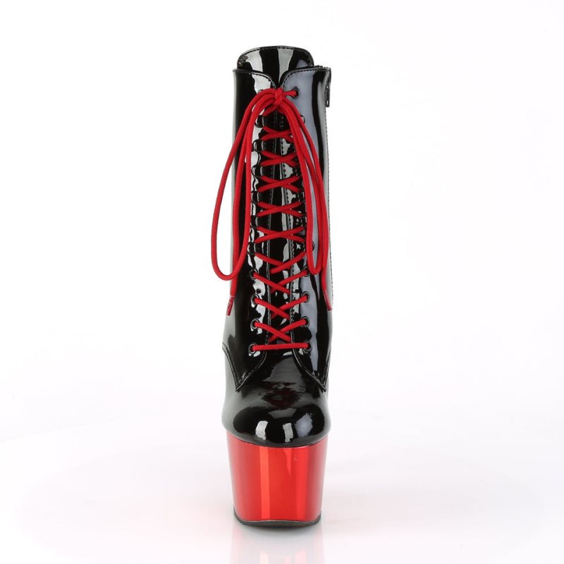 Pleaser Adore-1020 Laarzen Dames Zwart Rood | BELGIE BEJCDUOA
