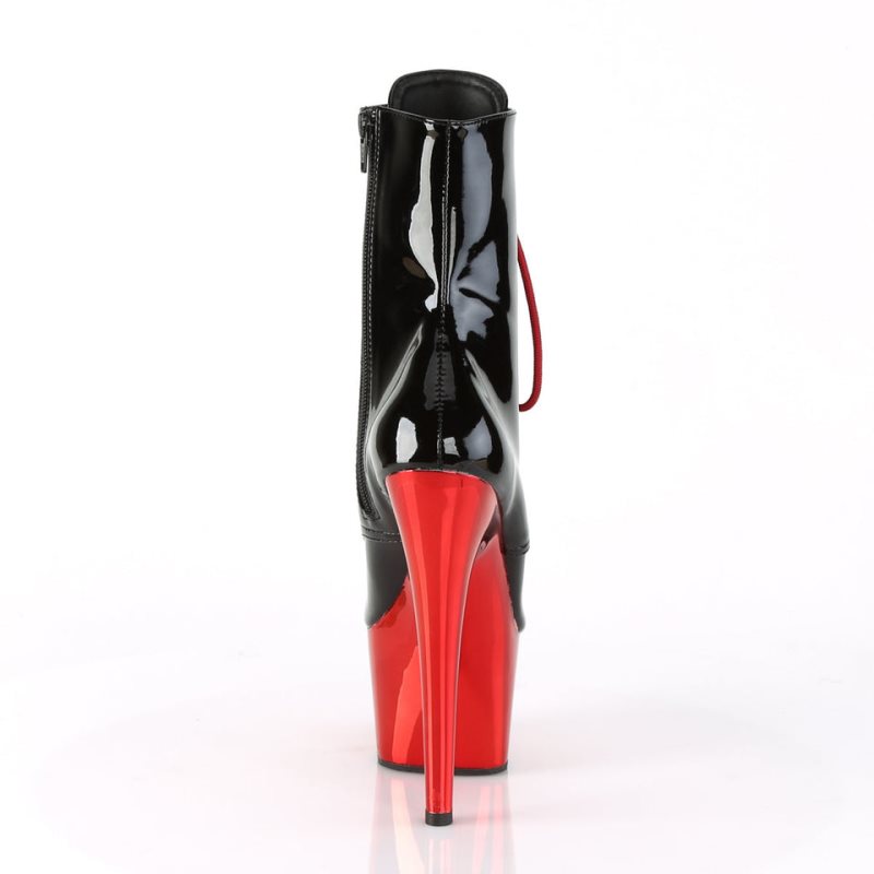 Pleaser Adore-1020 Laarzen Dames Zwart Rood | BELGIE BEJCDUOA