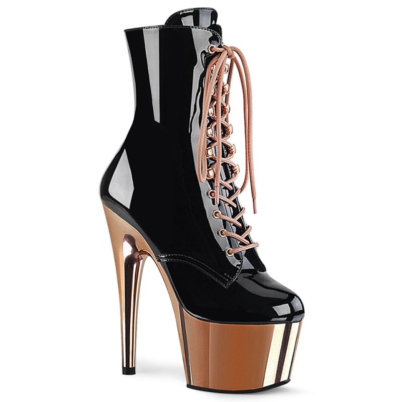 Pleaser Adore-1020 Laarzen Dames Zwart Roze Goud | BELGIE BEOJKXEN