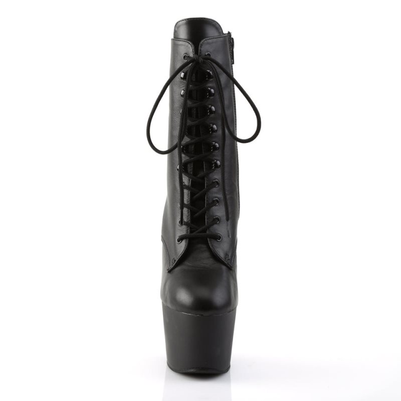 Pleaser Adore-1020 Leather Laarzen Dames Zwart | BELGIE BEZTBKYQ
