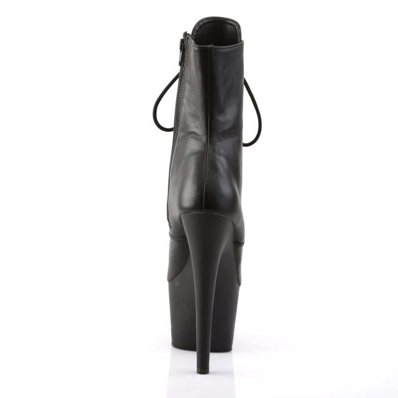 Pleaser Adore-1020 Leather Laarzen Dames Zwart | BELGIE BEZTBKYQ