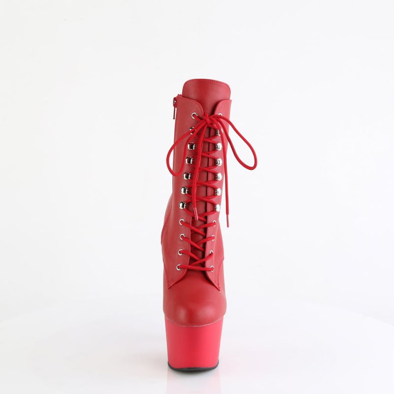 Pleaser Adore-1020 Vegan Leather Laarzen Dames Rood | BELGIE BEFESUQW