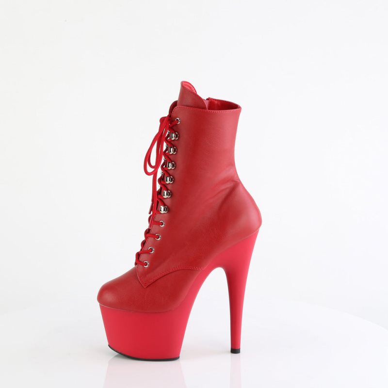 Pleaser Adore-1020 Vegan Leather Laarzen Dames Rood | BELGIE BEFESUQW