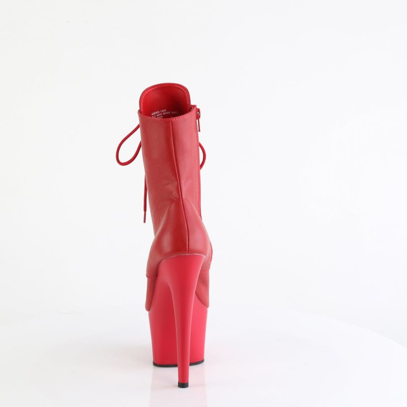 Pleaser Adore-1020 Vegan Leather Laarzen Dames Rood | BELGIE BEFESUQW