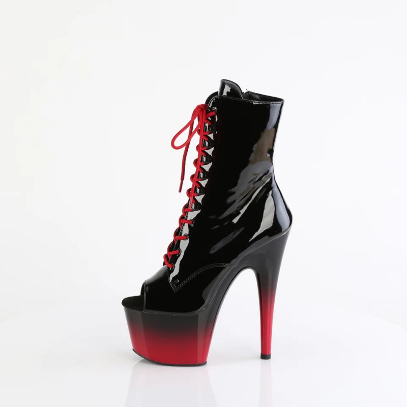 Pleaser Adore-1021BR-H Laarzen Dames Zwart Rood | BELGIE BECZFTQP