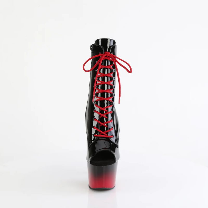 Pleaser Adore-1021BR-H Laarzen Dames Zwart Rood | BELGIE BECZFTQP