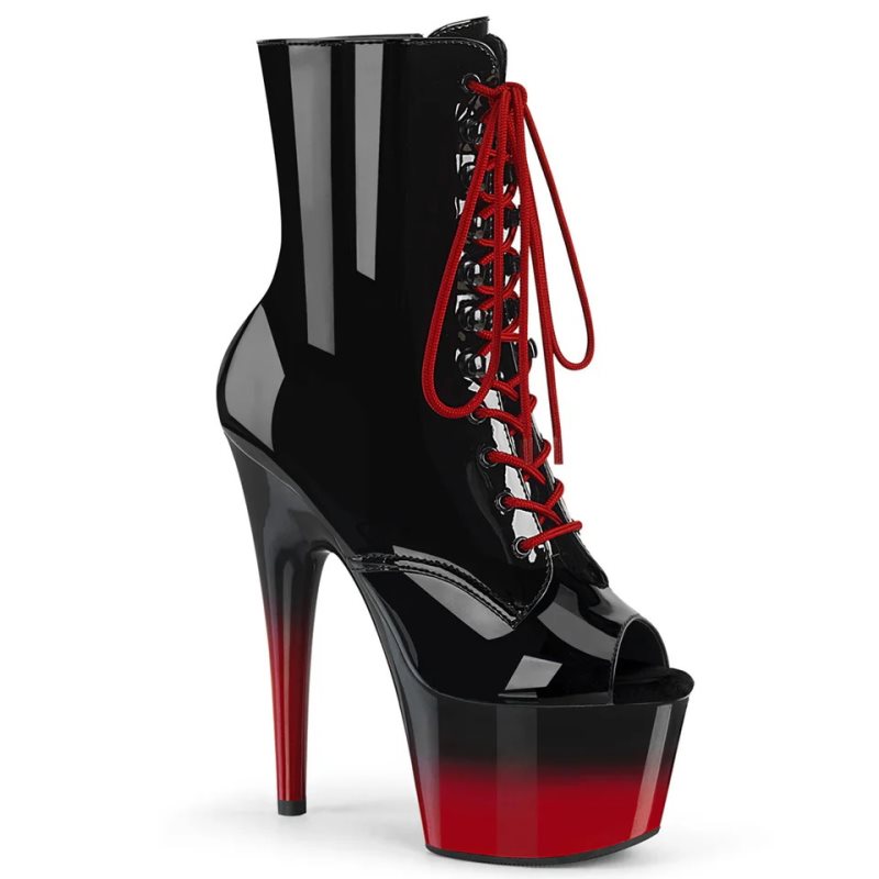 Pleaser Adore-1021BR-H Laarzen Dames Zwart Rood | BELGIE BECZFTQP