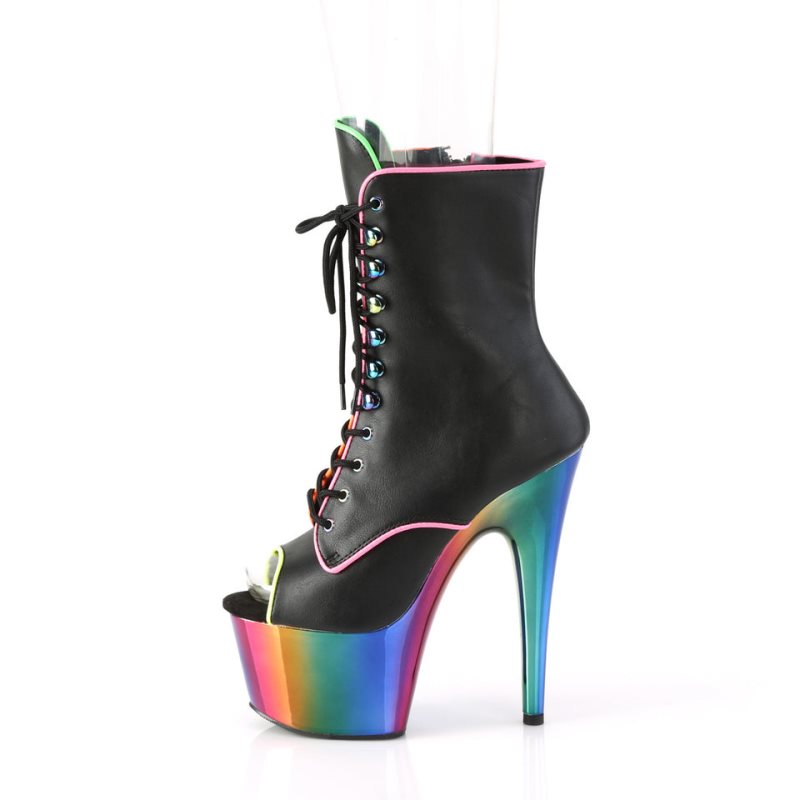 Pleaser Adore-1021RC-02 Vegan Leather Laarzen Dames Zwart Gekleurd | BELGIE BEYJVBTK