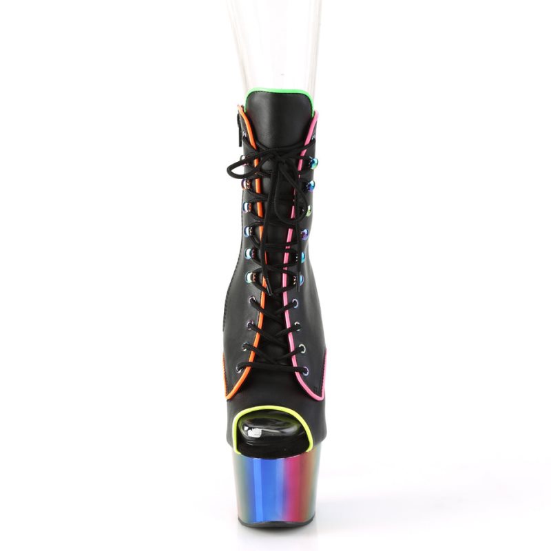 Pleaser Adore-1021RC-02 Vegan Leather Laarzen Dames Zwart Gekleurd | BELGIE BEYJVBTK