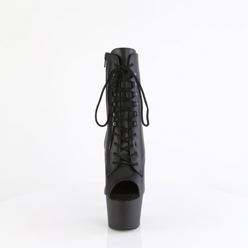 Pleaser Adore-1021 Leather Laarzen Dames Zwart | BELGIE BELTERSN