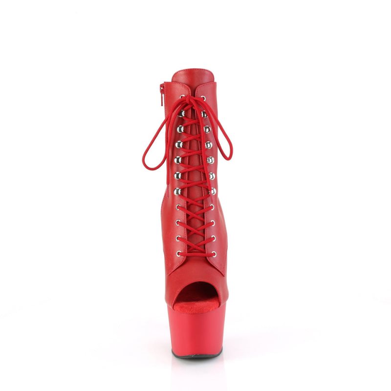 Pleaser Adore-1021 Vegan Leather Laarzen Dames Rood | BELGIE BEATELQD