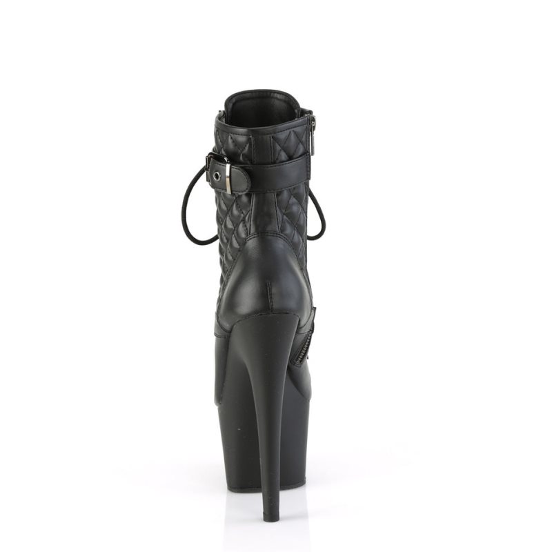 Pleaser Adore-1033 Vegan Leather Laarzen Dames Zwart | BELGIE BEDMSCZP