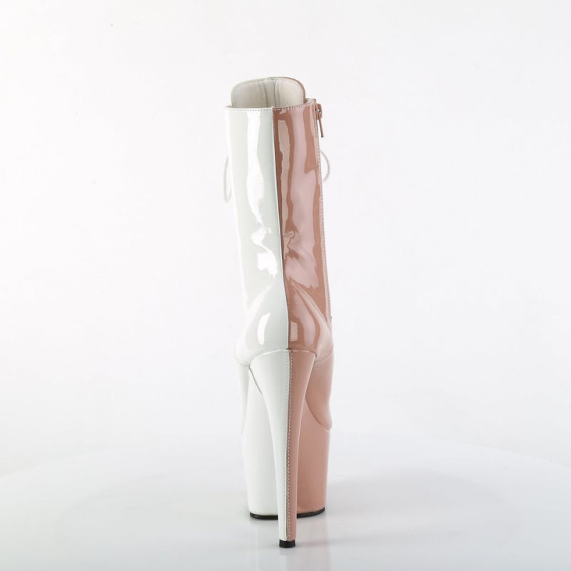Pleaser Adore-1040TT Laarzen Dames Beige Wit | BELGIE BEBHMYLO