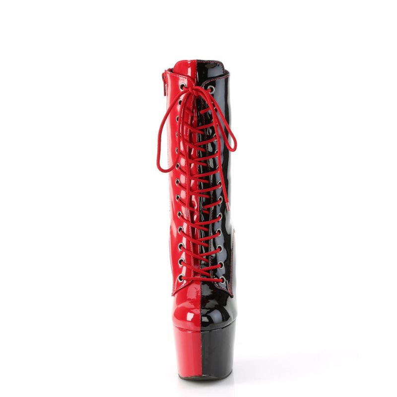 Pleaser Adore-1040TT Laarzen Dames Rood Zwart | BELGIE BEBOYFCP