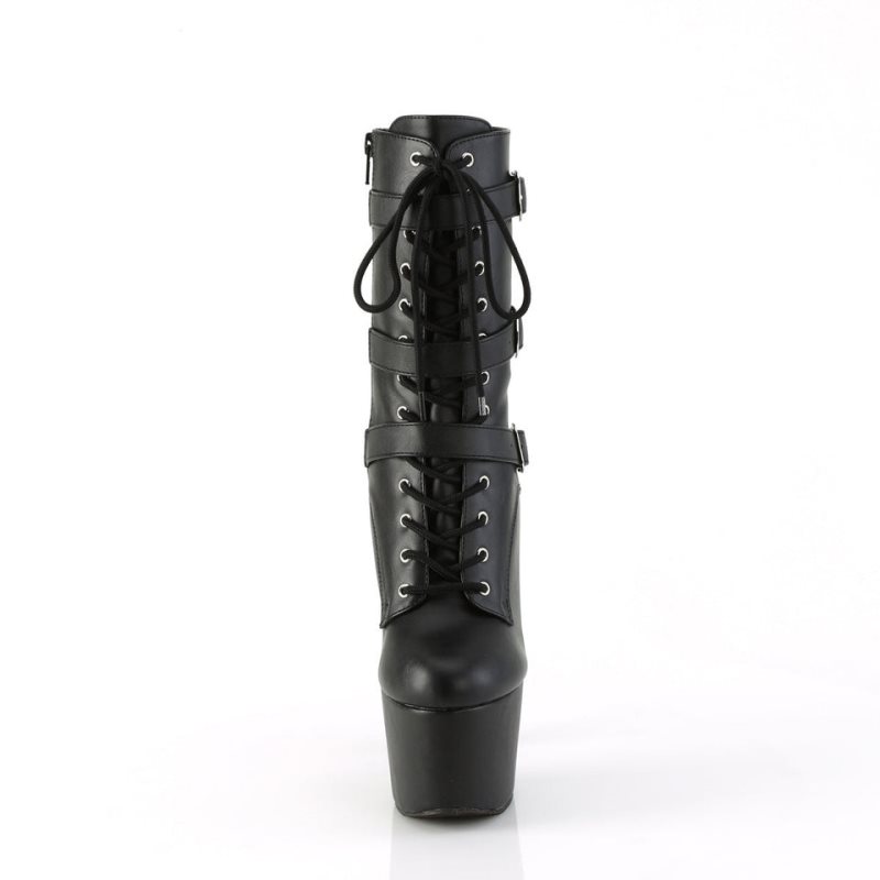 Pleaser Adore-1043 Vegan Leather Laarzen Dames Zwart | BELGIE BEVRYZQI