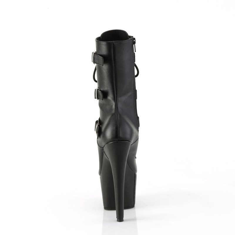 Pleaser Adore-1043 Vegan Leather Laarzen Dames Zwart | BELGIE BEVRYZQI