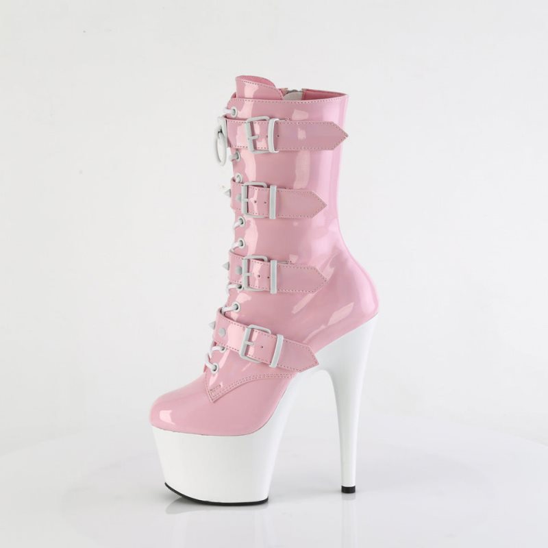 Pleaser Adore-1046TT Laarzen Dames Roze Wit | BELGIE BEPGMHUB
