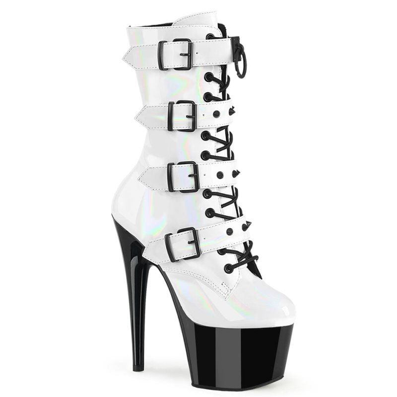 Pleaser Adore-1046TT Laarzen Dames Wit Zwart | BELGIE BEWMDBKO