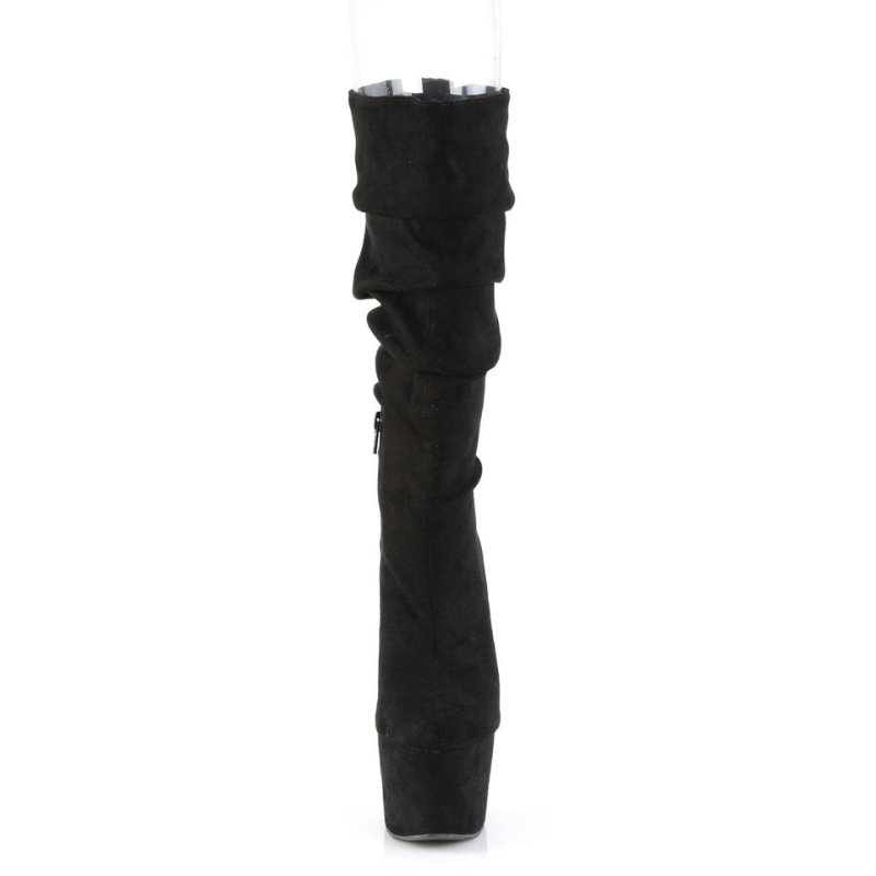 Pleaser Adore-1061 Suede Laarzen Dames Zwart | BELGIE BETYALFS