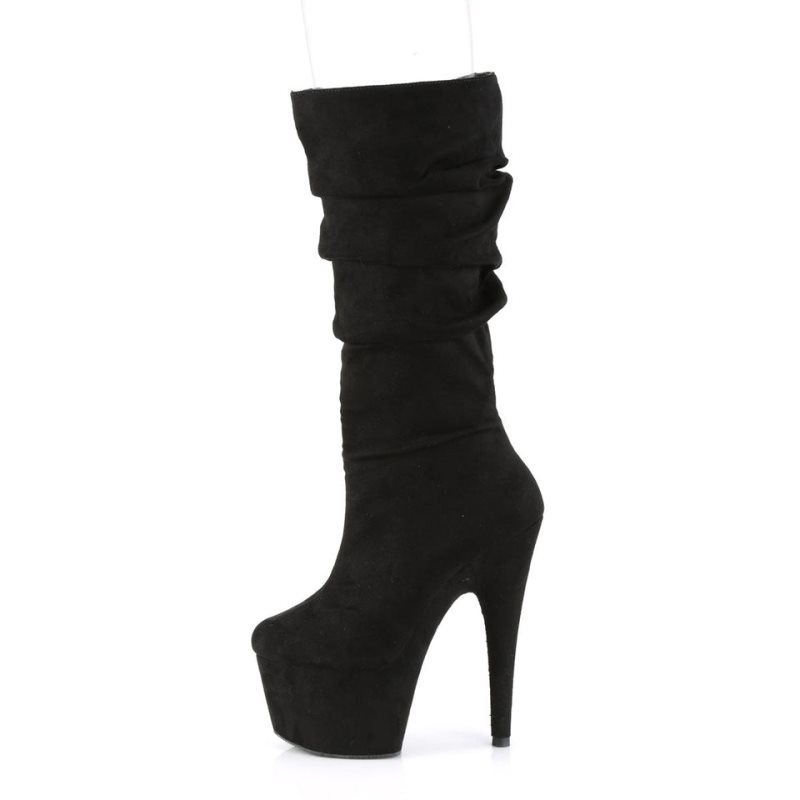 Pleaser Adore-1061 Suede Laarzen Dames Zwart | BELGIE BETYALFS