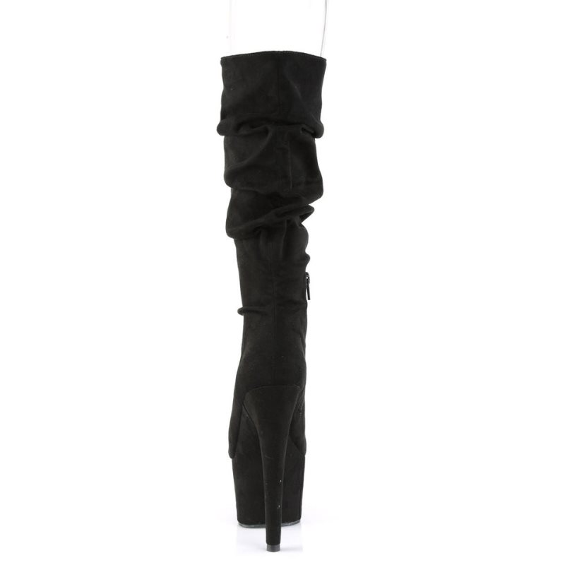 Pleaser Adore-1061 Suede Laarzen Dames Zwart | BELGIE BETYALFS