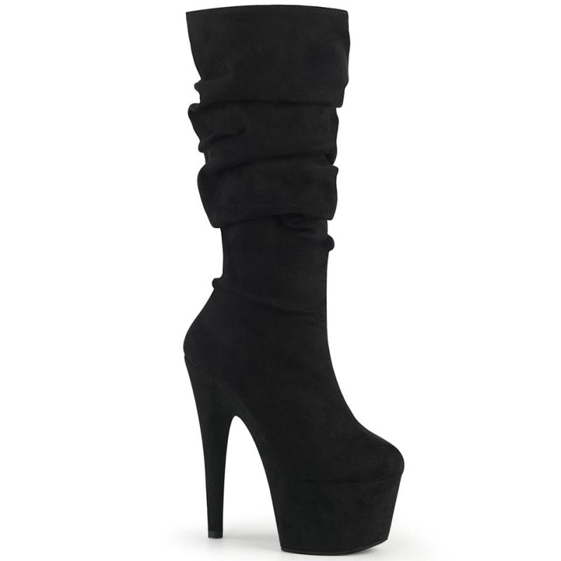 Pleaser Adore-1061 Suede Laarzen Dames Zwart | BELGIE BETYALFS