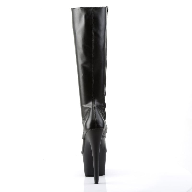 Pleaser Adore-2023 Vegan Leather Knie Laarzen Dames Zwart | BELGIE BERIFEYS