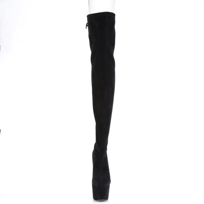 Pleaser Adore-3008 Suede Hoge Hakken Dames Zwart | BELGIE BERHCJKT