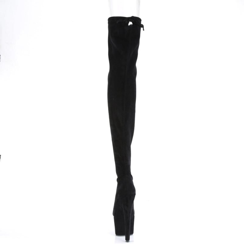Pleaser Adore-3008 Suede Hoge Hakken Dames Zwart | BELGIE BERHCJKT