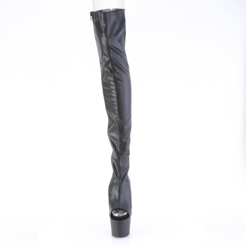 Pleaser Adore-3017 Vegan Leather Hoge Hakken Dames Zwart | BELGIE BEYRWPEM