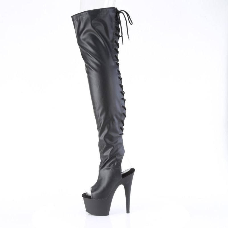 Pleaser Adore-3017 Vegan Leather Hoge Hakken Dames Zwart | BELGIE BEYRWPEM