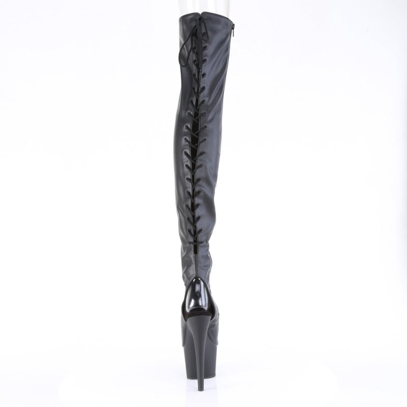 Pleaser Adore-3017 Vegan Leather Hoge Hakken Dames Zwart | BELGIE BEYRWPEM