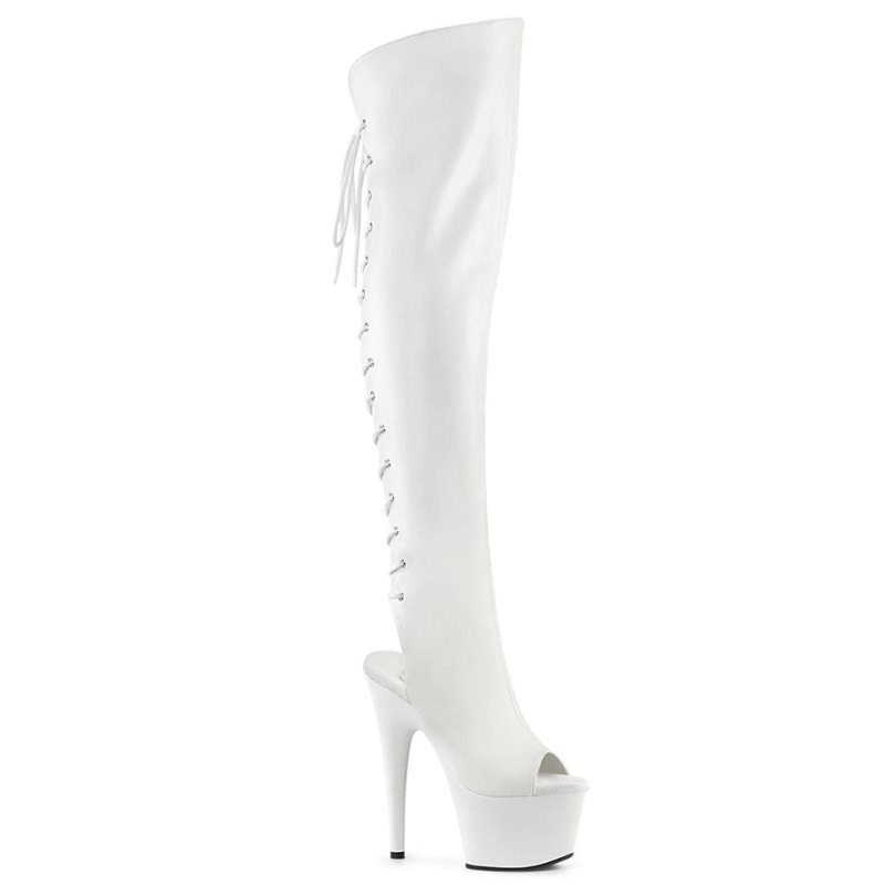 Pleaser Adore-3019 Vegan Leather Hoge Hakken Dames Wit | BELGIE BEFTXQHO